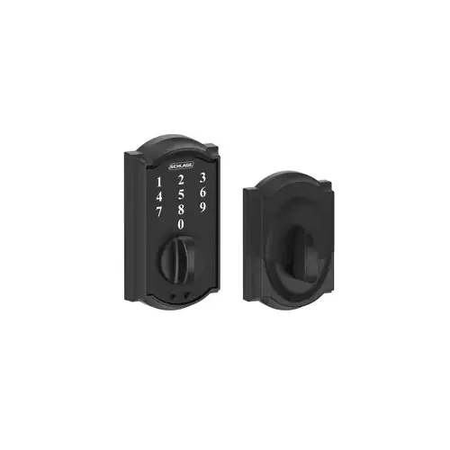 Schlage Residential BE375 CAM 622Click To CopyBE375CAM622 12-321 10-116 Camelot Touch Keyless Deadbolt - Matte Black