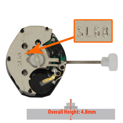 Far East 3 Hand Quartz Watch Movement SL68 Overall Height 4.8mm