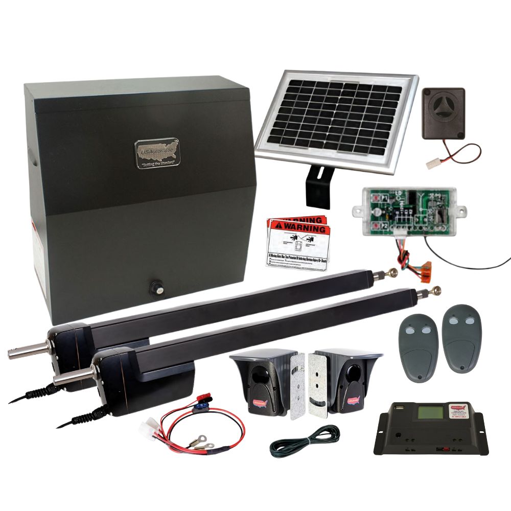USAutomatic Ranger HD 2 Solar Dual Swing Gate Operator Kit (Metal Cabinet) | USA-020523
