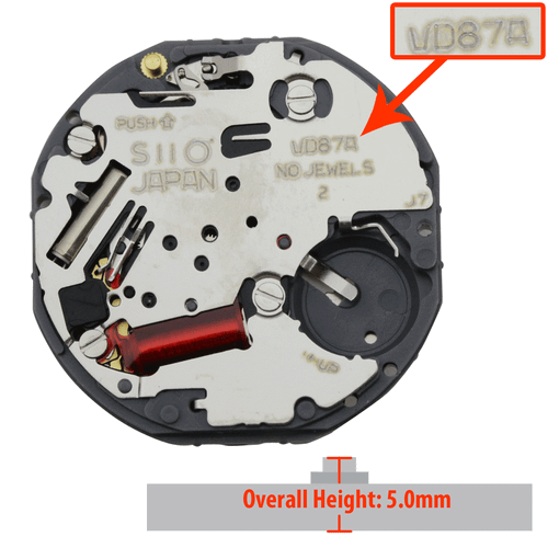 Hattori Japan 5 Hand Multifunction Quartz Watch Movement VD87 Overall Height 5.0mm