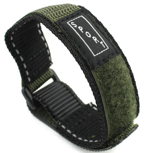 20mm Green Nylon Watch Strap Velcro Style Sport Band 9 Inch Length