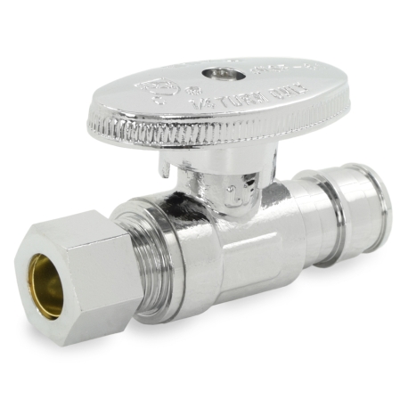 1/2" PEX-A (Expansion) x 3/8" OD Compr. Straight Stop Valve (1/4-Turn), Lead-Free