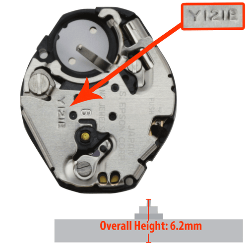 Epson Japan 3 Hand Quartz Watch Movement Y121.3 Overall Height 6.2mm