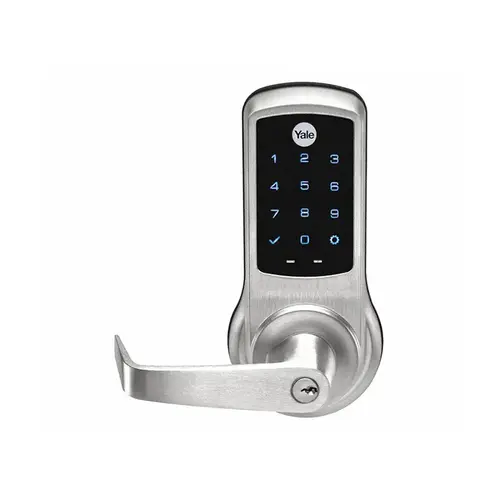Yale AU-NTB620-NR 626Click To CopyAugusta Lever NexTouch Key Override Capacitive Touchscreen No Radio Lockset Satin Chrome Finish