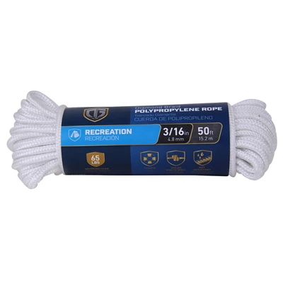 32-strand Polypropylene Diamond Braid Rope - 3/16" X 50ft