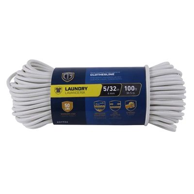 Durable 5/32" Plastic Clothesline Rope – 100 Feet Long