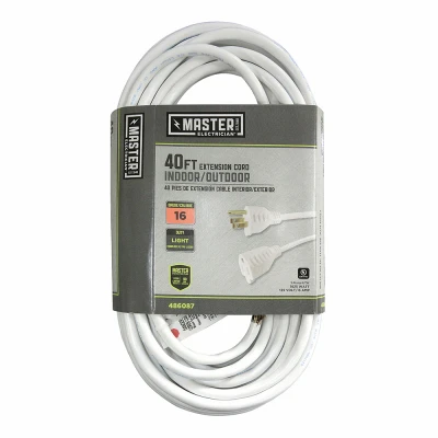 40-foot 16/3 Sjtw Weather-resistant Outdoor Extension Cord - White
