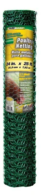 Durable Green Pvc-coated Poultry Netting, 1-inch Mesh, 24"x25 Ft