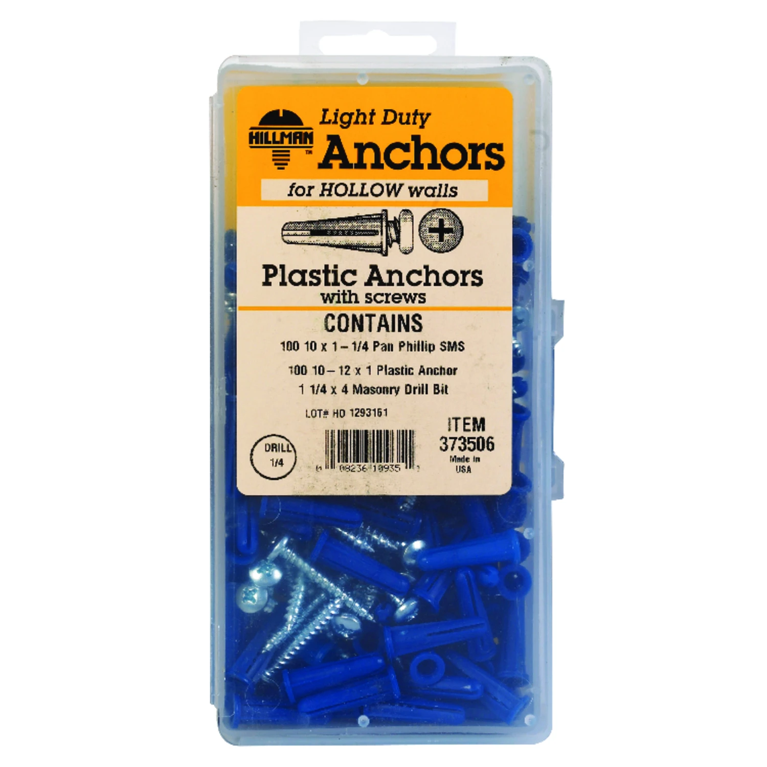 #10 - #12 Thread X 1 In. Pan Phillips Head Blue Plastic Anchor Kit