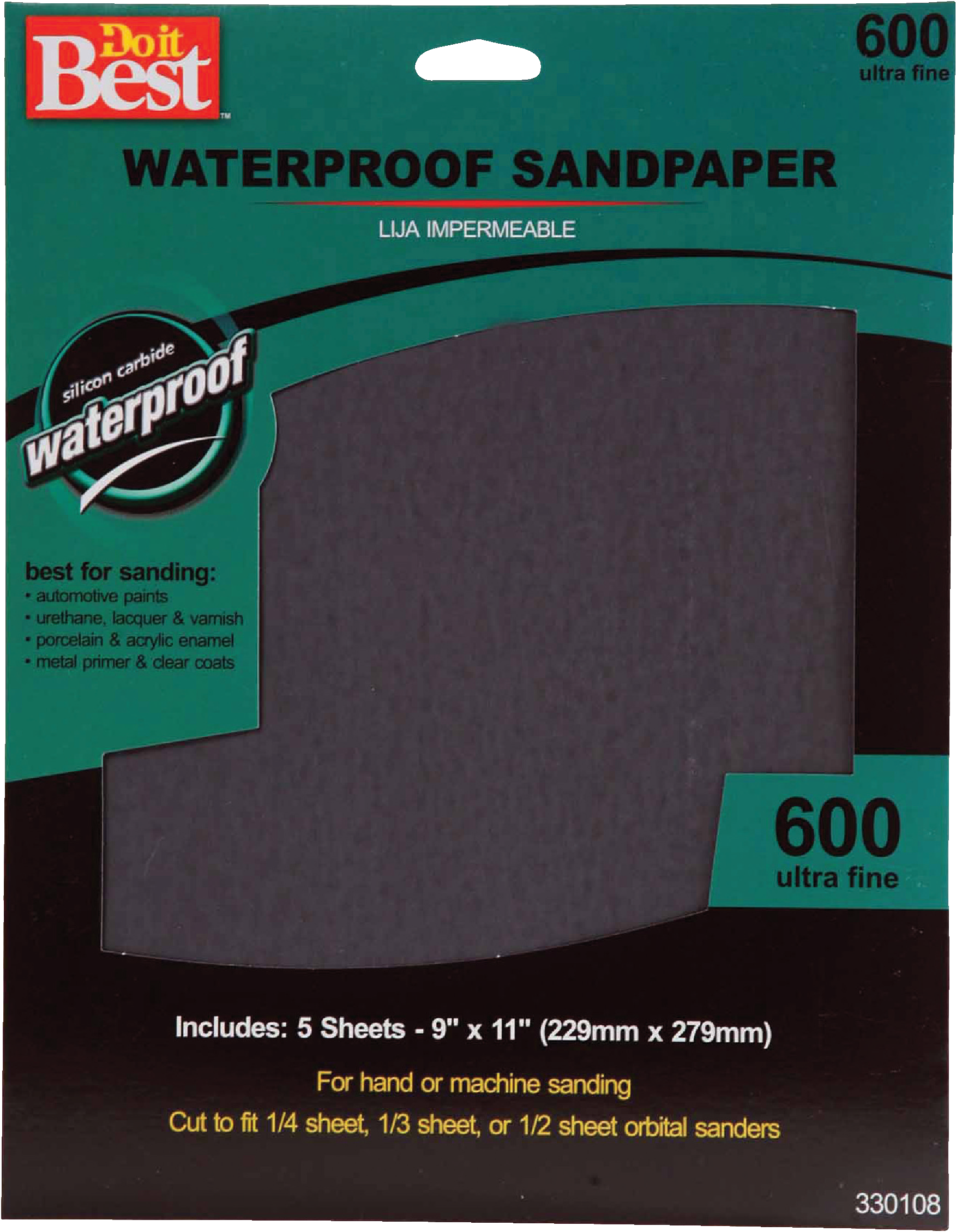 Waterproof 9 In. X 11 In. 600 Grit Ultra Fine Sandpaper (5-pack)