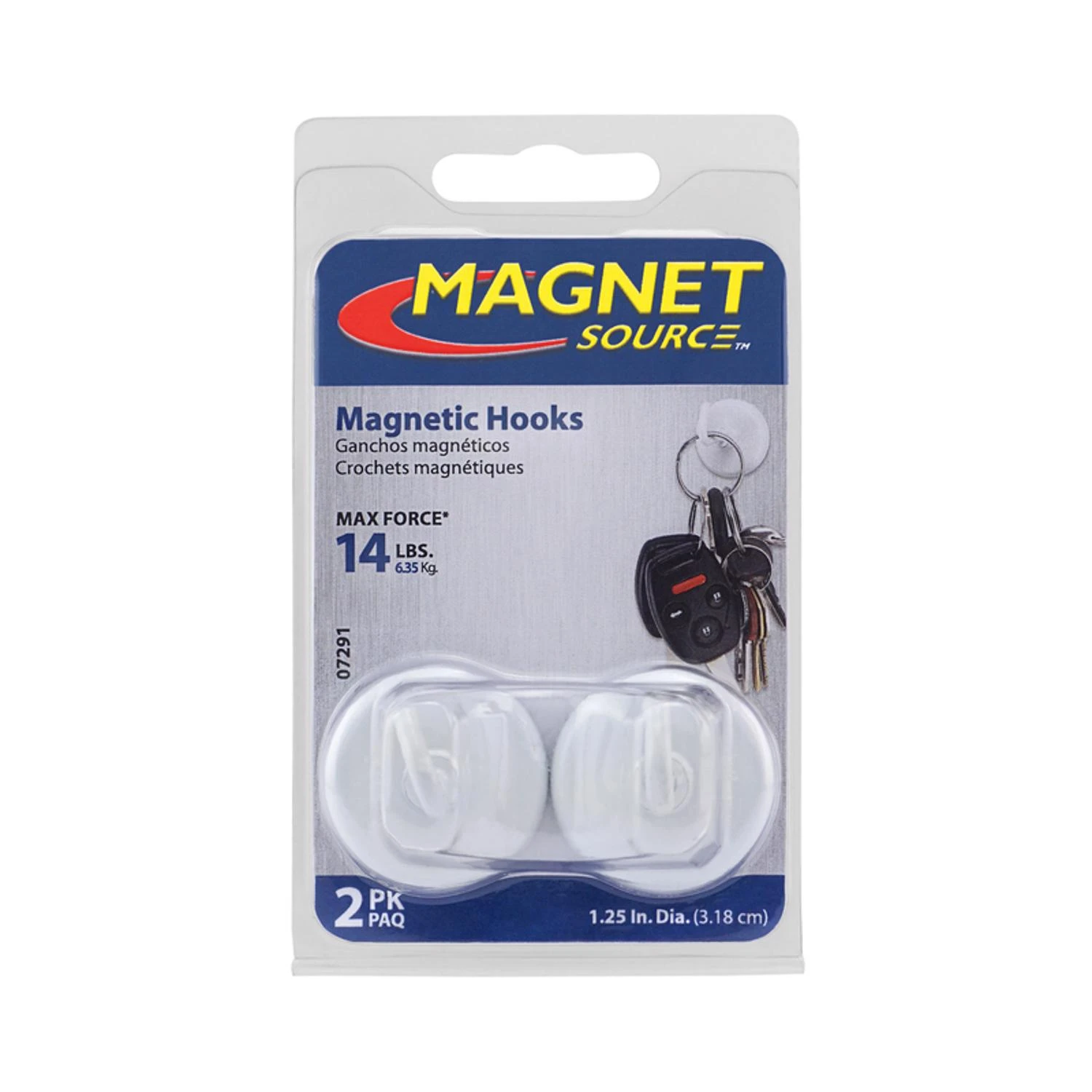 White Magnetic Hooks, 14 Lb. Pull, 2-pk.