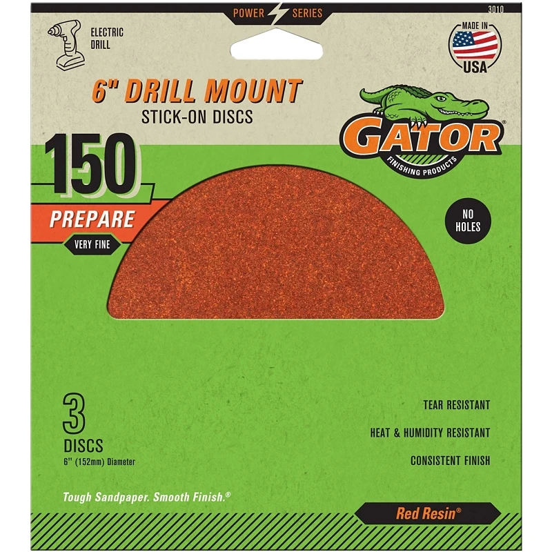 Sanding Discs, Aluminum Oxide, 150-grit, 6 In., 3-pk.