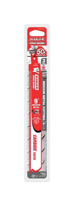 Steel Demon 9 In. 10 Tpi Carbide Medium Metal Reciprocating Saw Blade (3-pack)