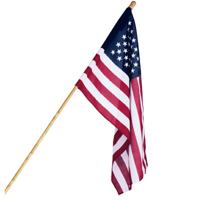 2.5 Ft. X 4 Ft. Polycotton American Flag Set With 5 Ft. Wood Pole