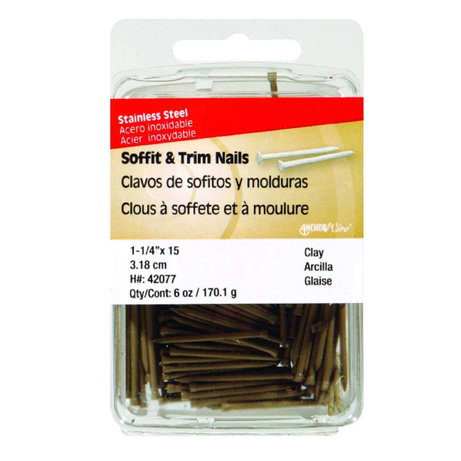Anchor Wire 1-1/4 In. 15 Ga Clay Stainless Steel Trim Nails (5-count, 6 Oz.)