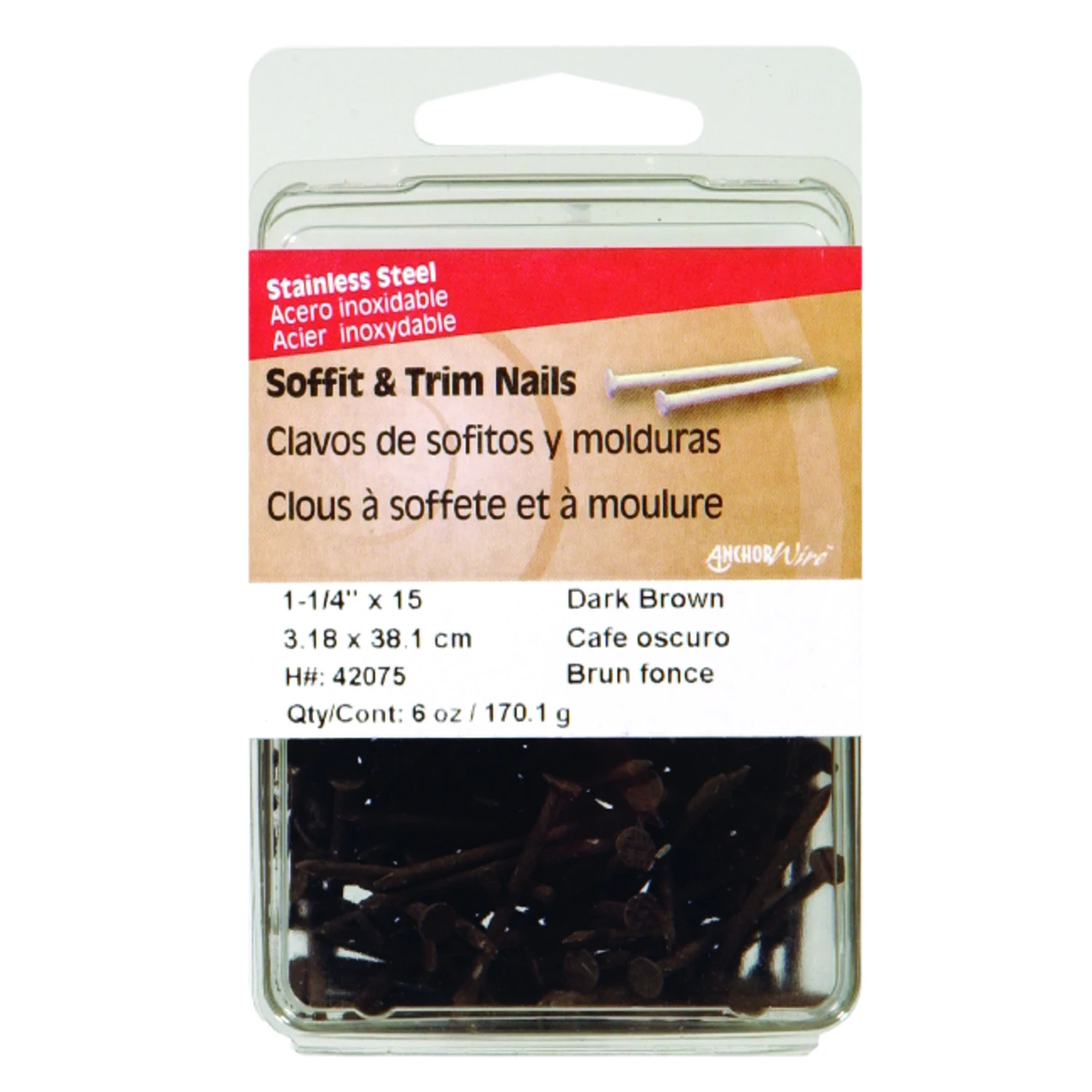 Anchor Wire 1-1/4 In. 15 Ga Brown Stainless Steel Trim Nails (5-count, 6 Oz.)