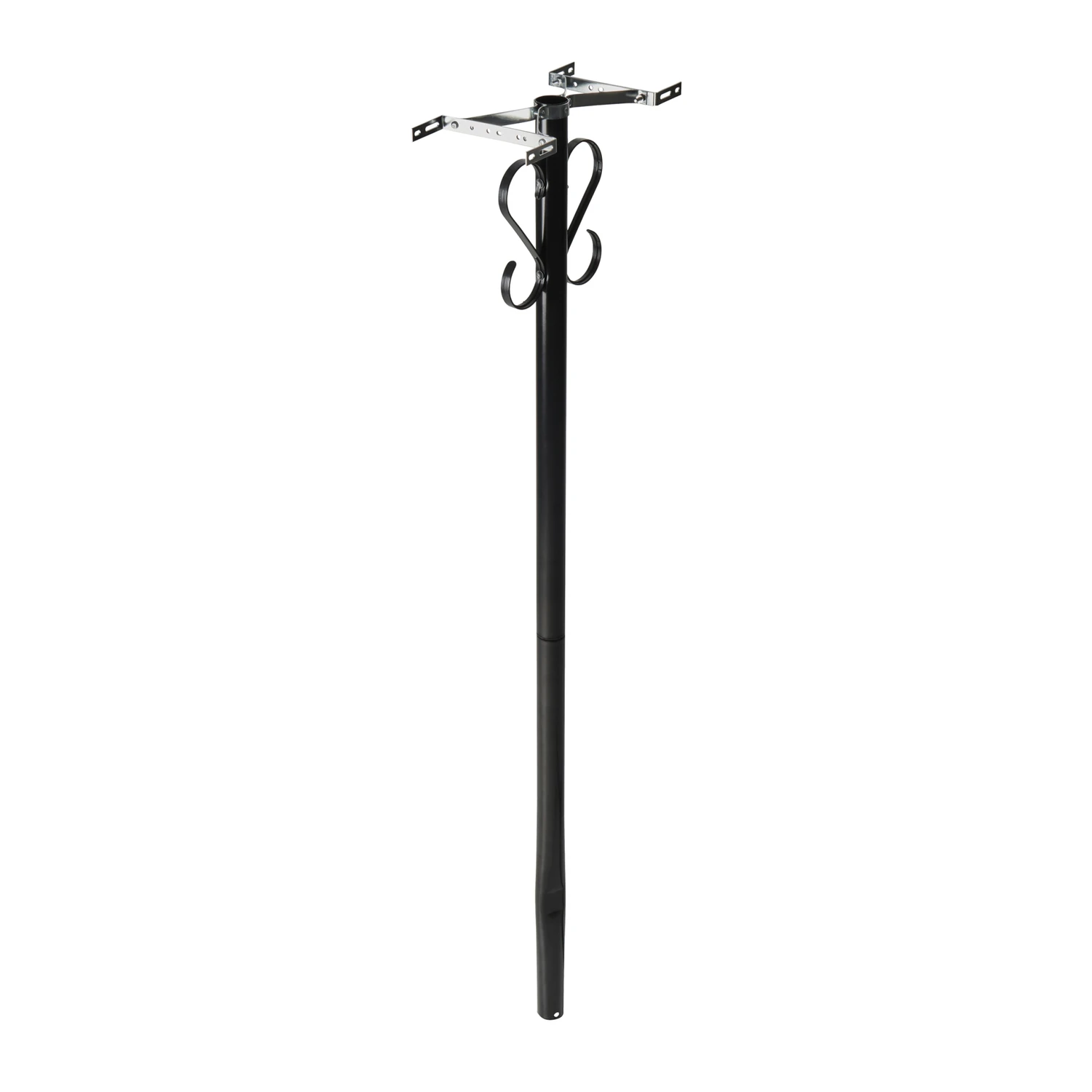Elegant Black Steel Round Mailbox Post - 52.1 In. With Scroll Design
