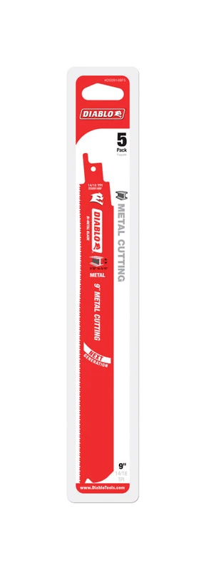 9 In. 14/18 Tpi Bi-metal Medium Metal Reciprocating Saw Blade (5-pack)