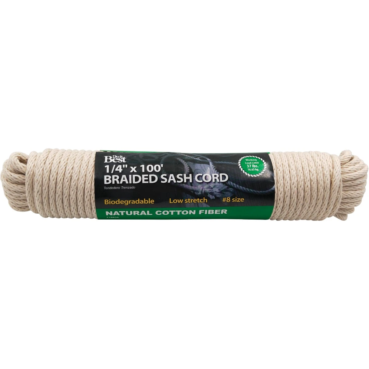 1/4 In. X 100 Ft. White Solid Braided Cotton Sash Cord