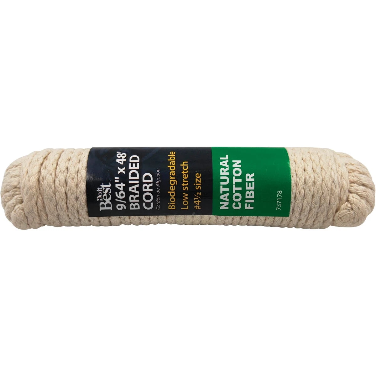 9/64 In. X 48 Ft. Natural Braided Cotton Cord