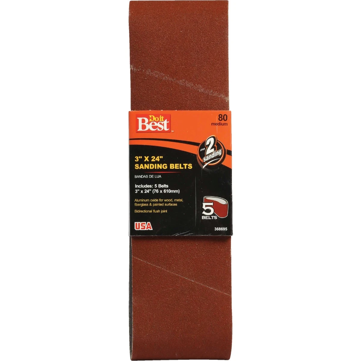 3 In. X 24 In. 80 Grit Dual Direction Sanding Belt (5-pack)