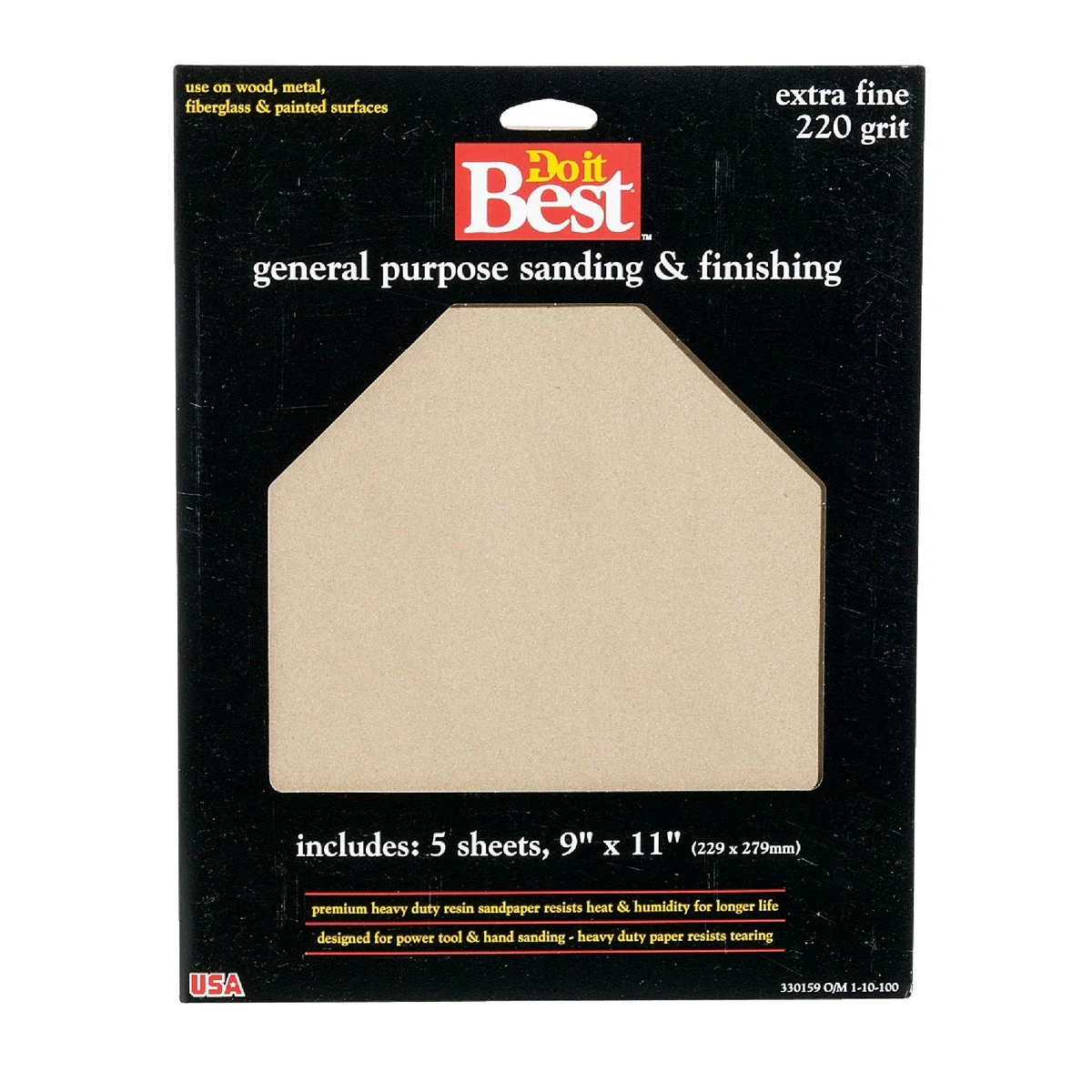 General Purpose 9 In. X 11 In. 220 Grit Extra Fine Sandpaper (5-pack)