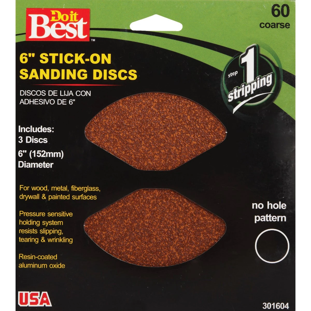 6 In. 60 Grit Stick-on Sanding Disc (3-pack)
