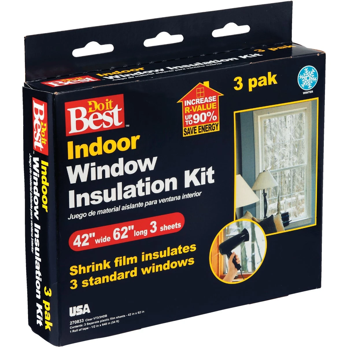 42 In. X 62 In. Indoor Shrink Film Window Kit (3-pack)