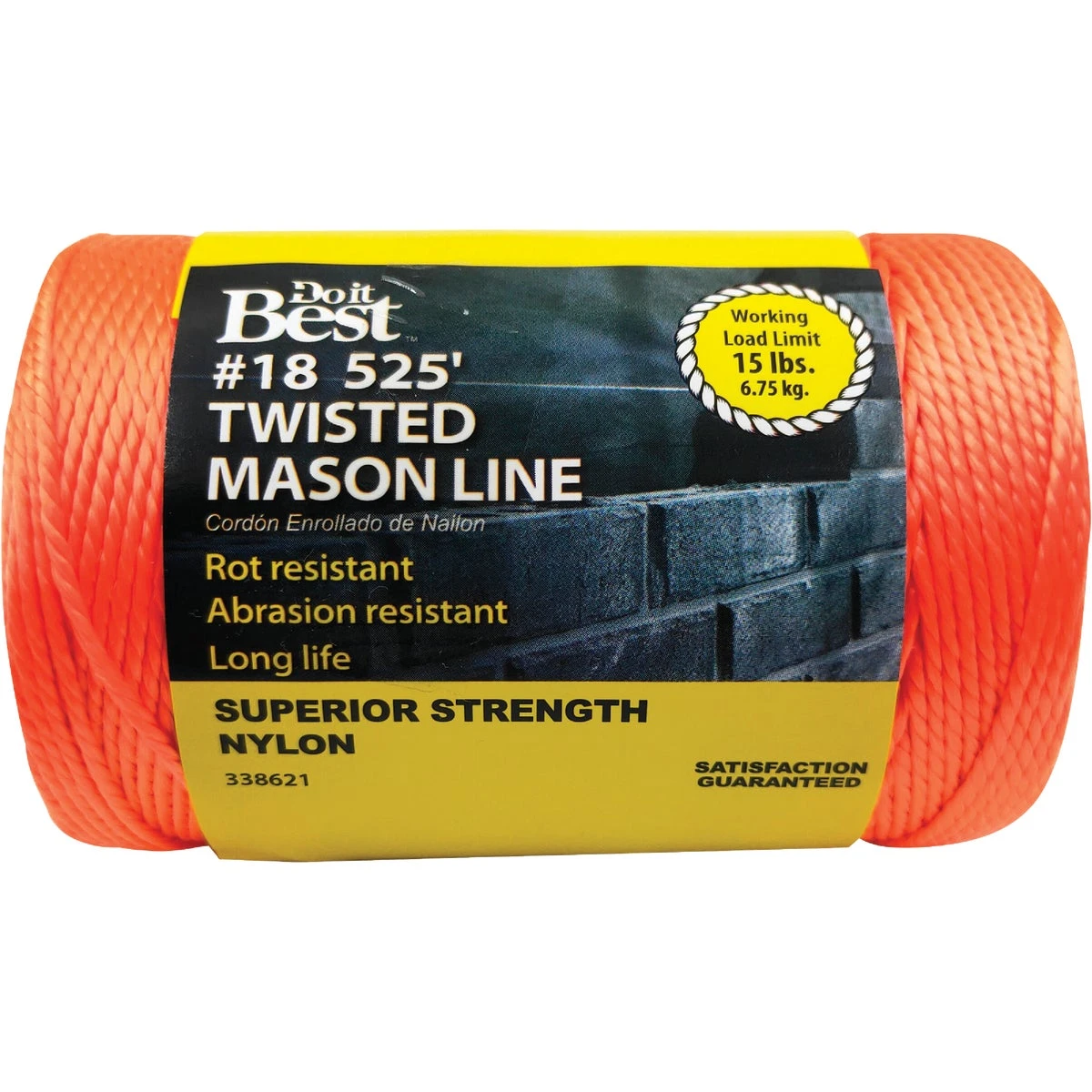 525 Ft. Fluorescent Orange Twisted Nylon Mason Line - No. 18 Thread Size
