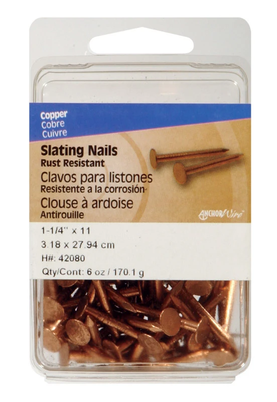 Anchor Wire 1-1/4 In. 11 Ga Copper Slate Specialty Nails (5-count, 6 Oz.)