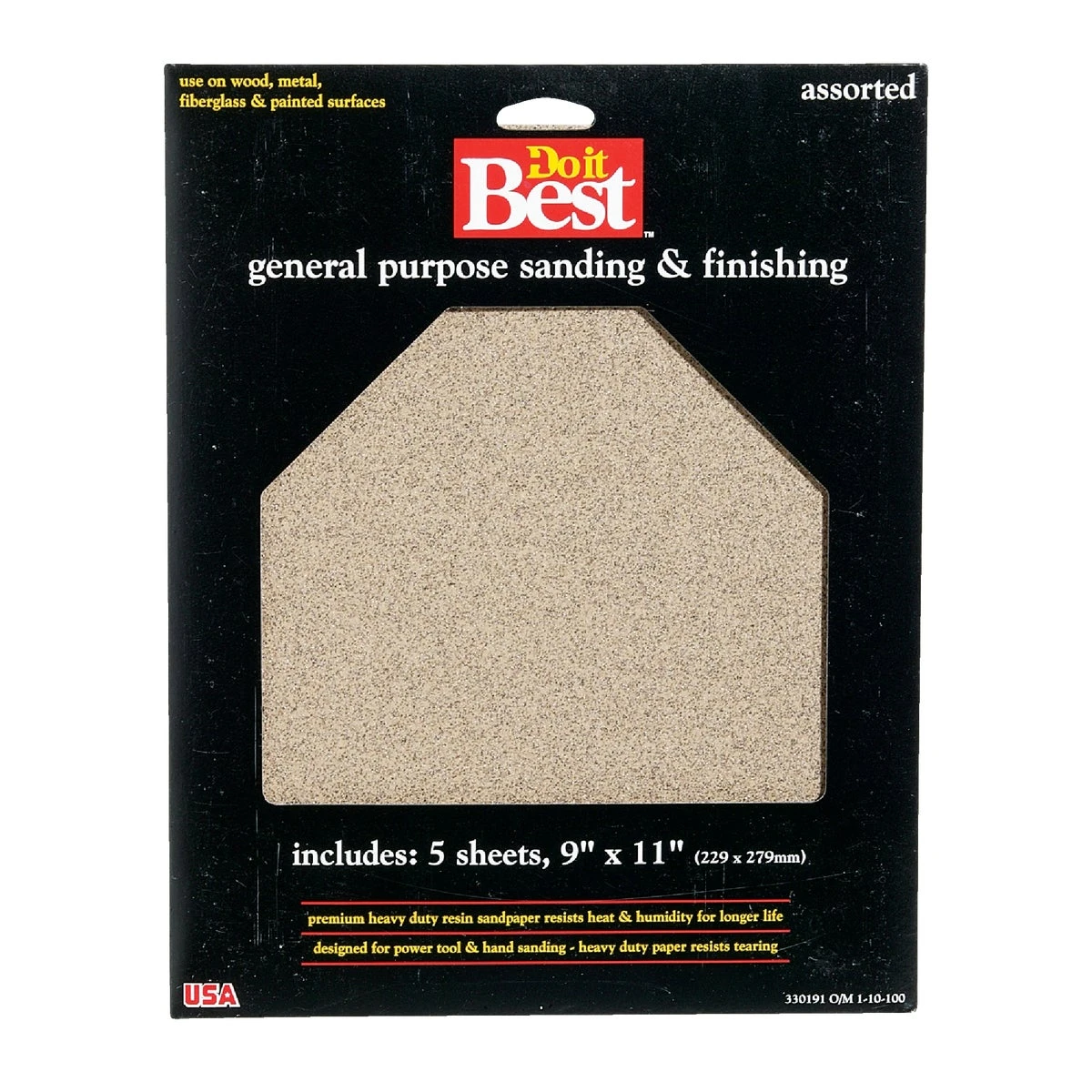General Purpose 9 In. X 11 In. 220/150/100/60 Grit Assorted Grade Sandpaper (5-pack)