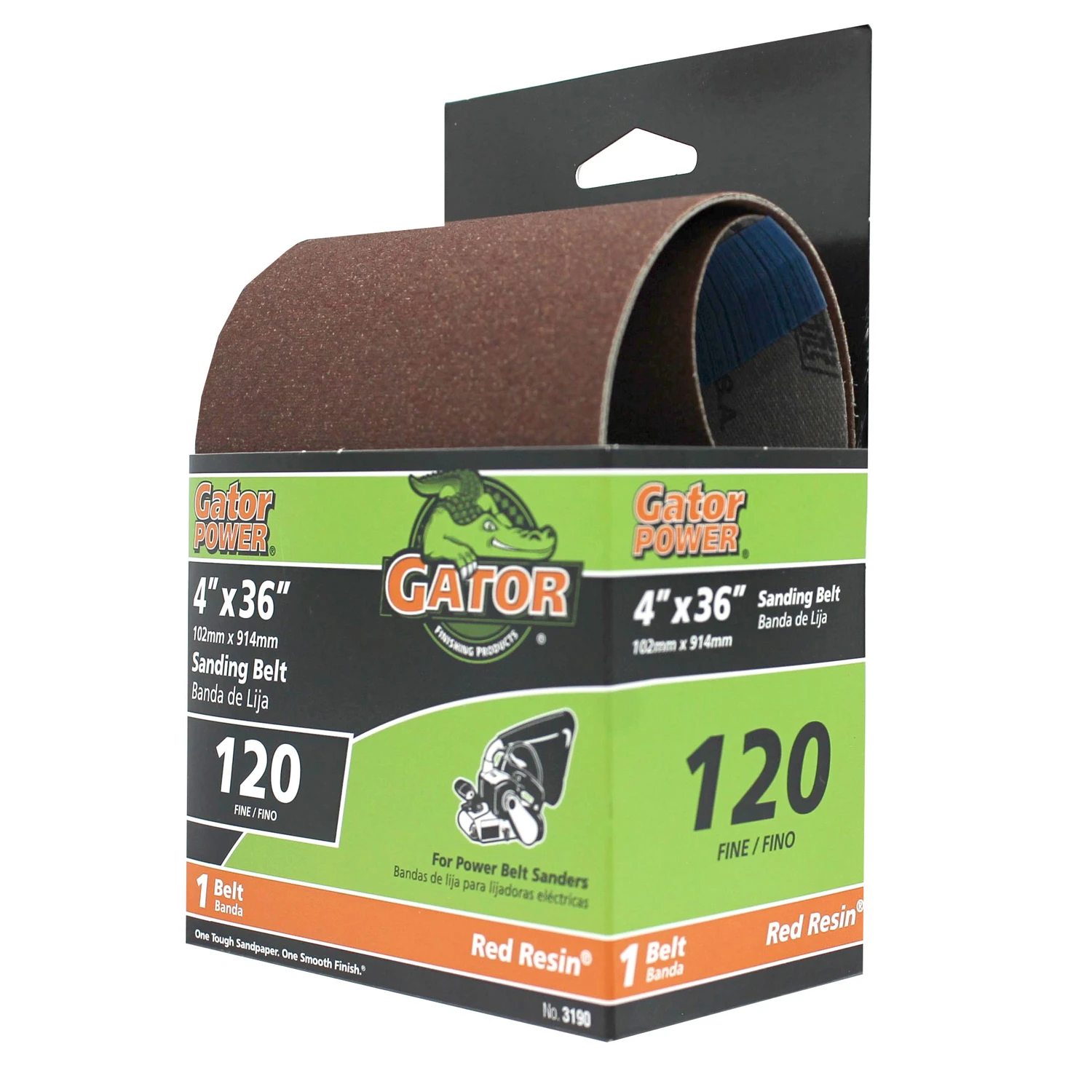 36 In. L X 4 In. W Aluminum Oxide Sanding Belt 120 Grit Fine