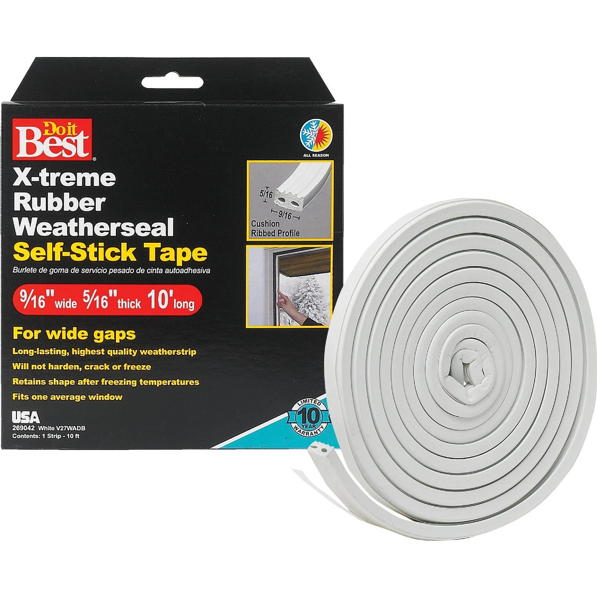 9/16 In. X 10 Ft. White Wide Weatherseal Tape V27wadb