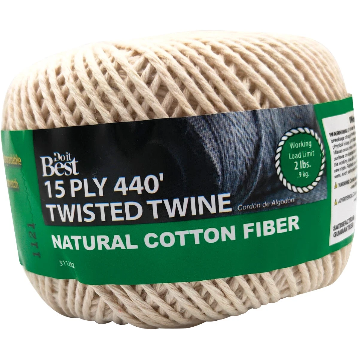15-ply Natural Twisted Cotton Twine, 440 Feet, 8 Ounce Ball