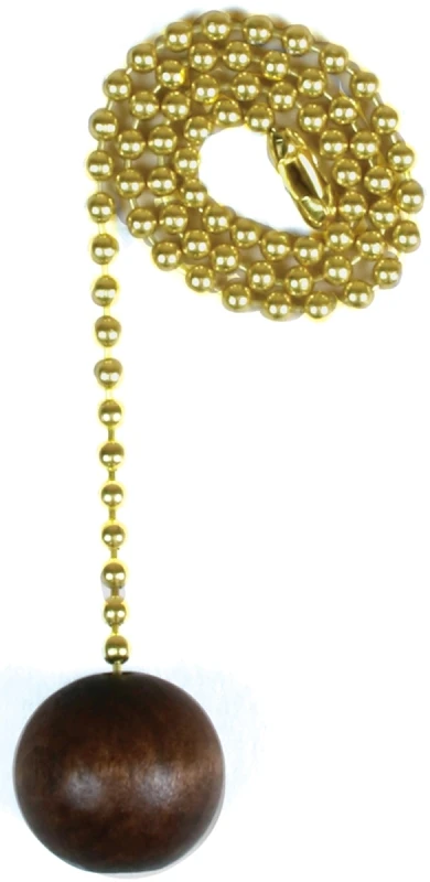 12-inch Brass Pull Chain With Walnut Wooden Ball For Lamps And Fans
