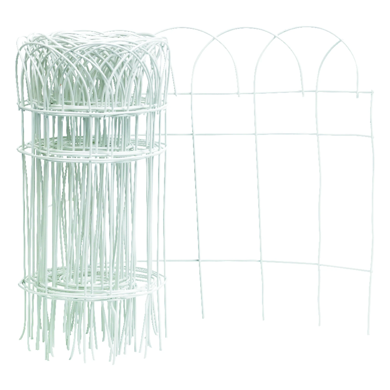 White Round-top Garden Fence, 14-in. X 20-ft.