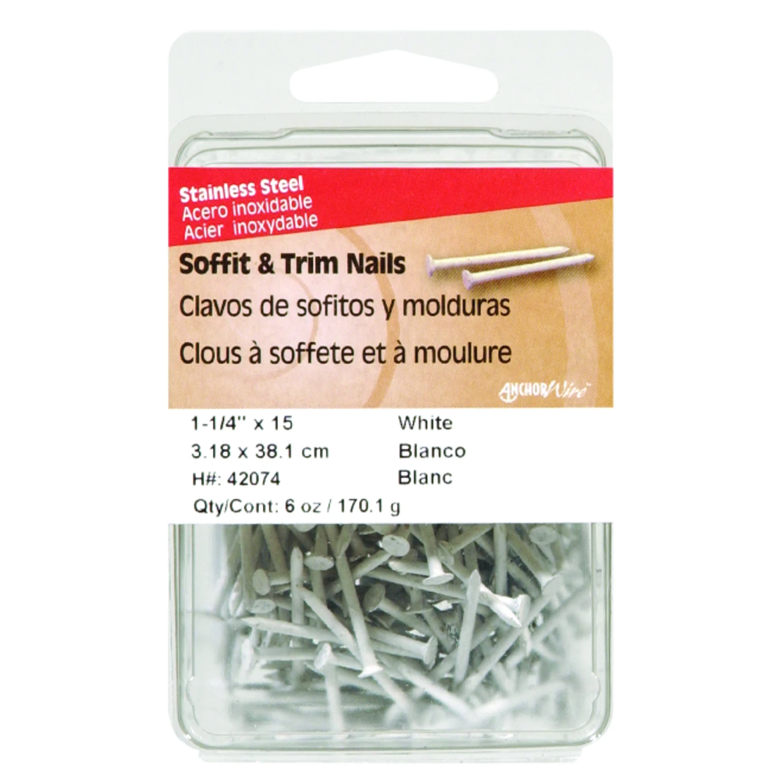 Anchor Wire 1-1/4 In. 15 Ga White Stainless Steel Trim Nails (5-count, 6 Oz.)