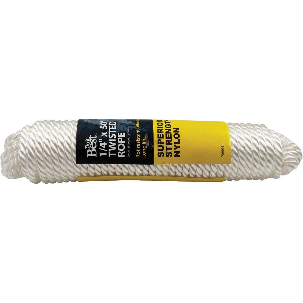 1/4 In White Twisted Nylon Rope 50 Ft – Durable Outdoor Indoor Packaged Rope