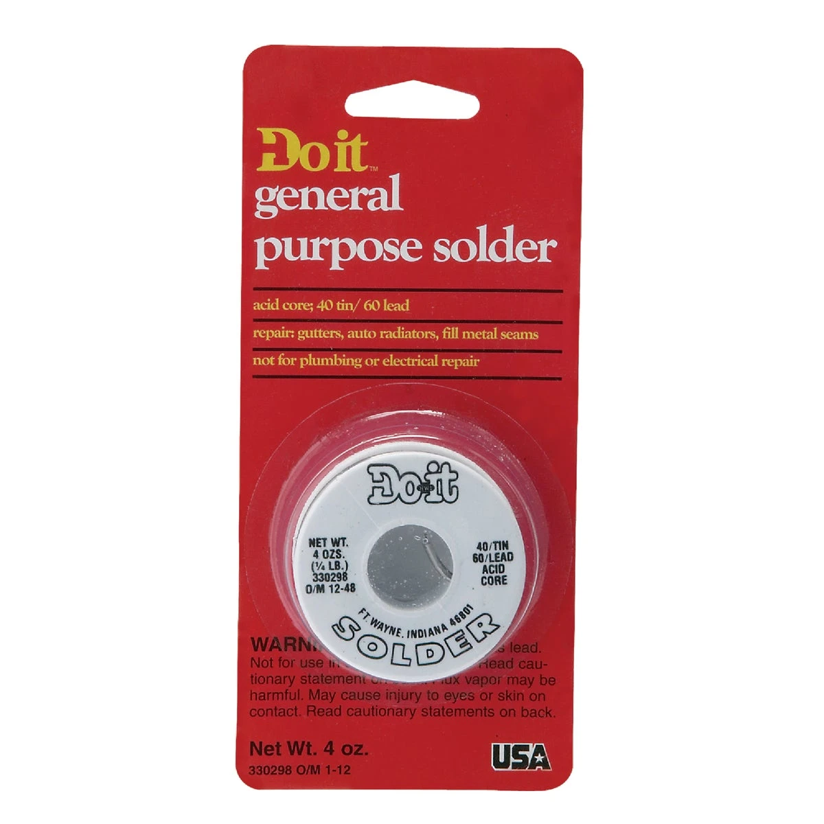 1/4 Lb. Acid 40% Tin, 60% Lead Solder
