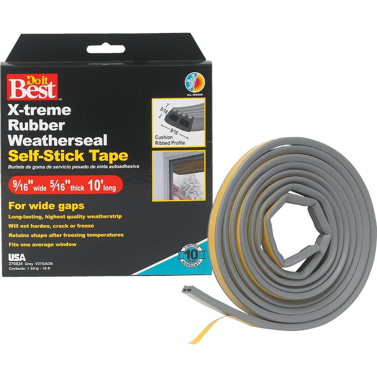 9/16 In. X 10 Ft. Gray Wide Weatherseal Tape V27gadb