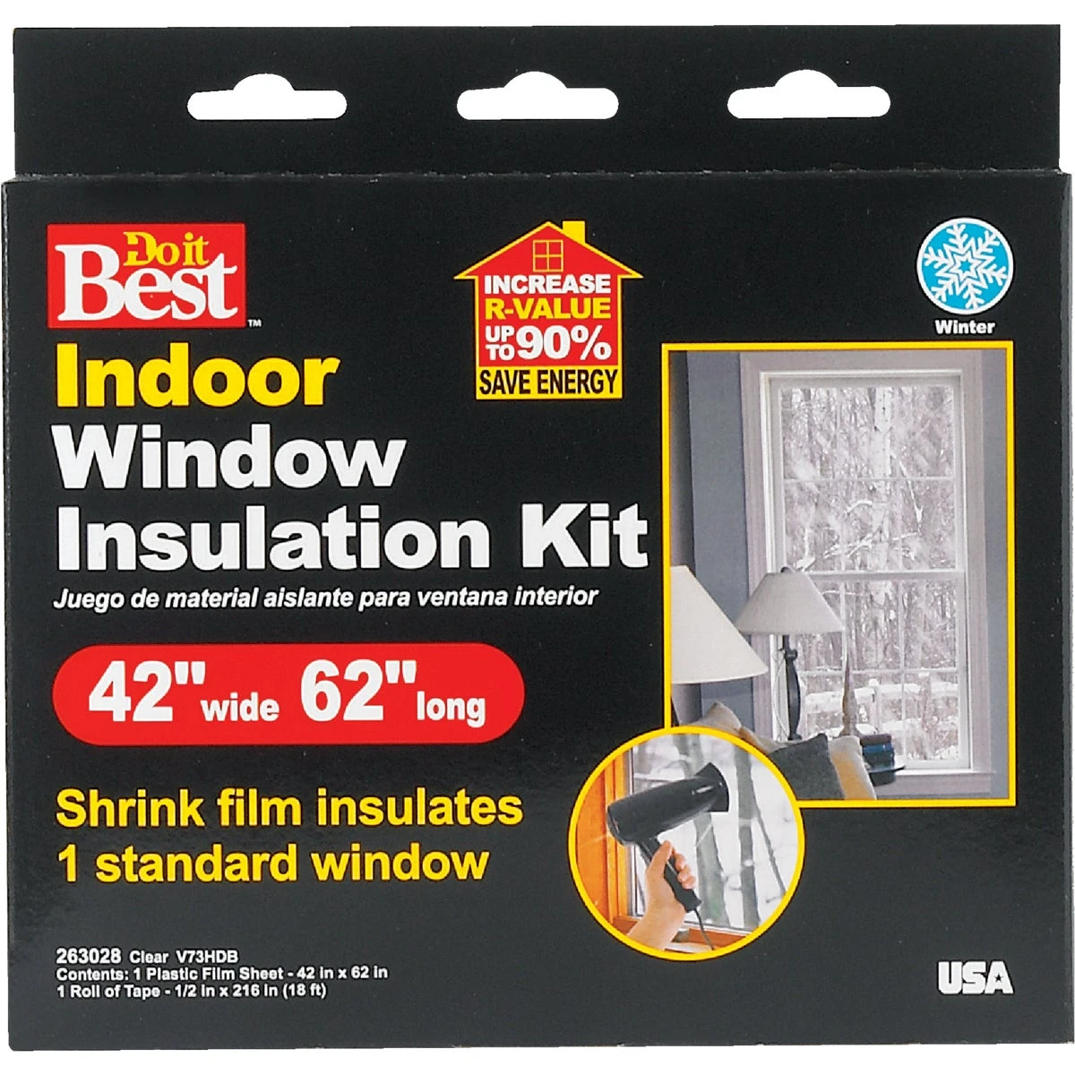 42 In. X 62 In. Indoor Shrink Film Window Kit V73hdb