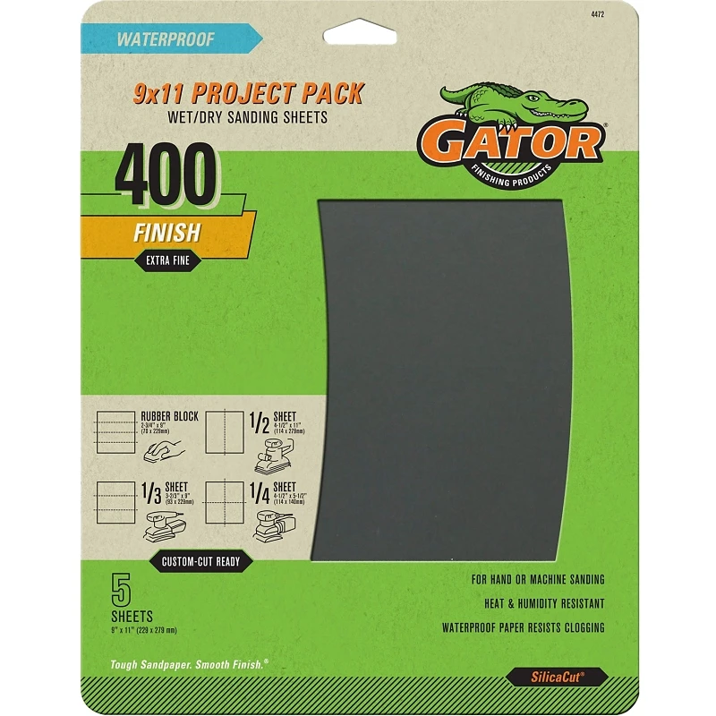 Sandpaper, Super Fine 400-grit, 9 X 11-in., 5-pk.