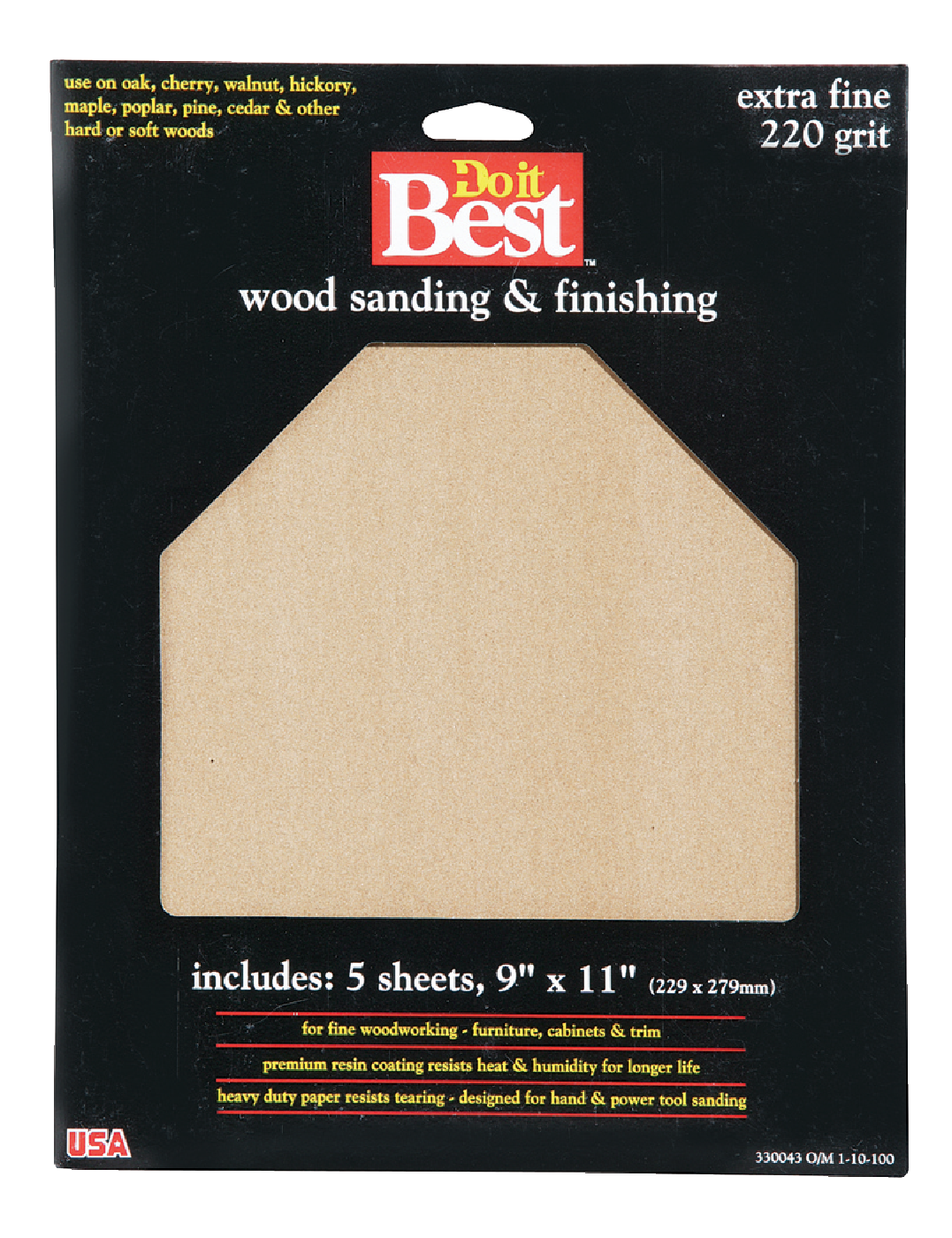 Bare Wood 9 In. X 11 In. 220 Grit Extra Fine Sandpaper (5-pack)