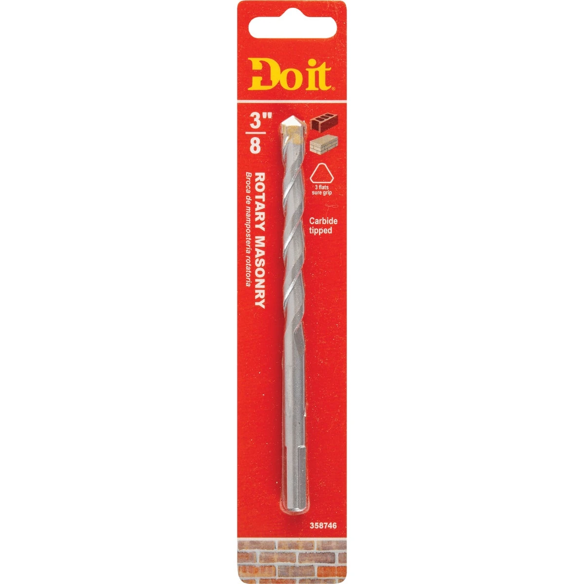 3/8 In X 6 In Rotary Masonry Drill Bit With Zinc Finish – High-quality Concrete & Brick Drill Bit