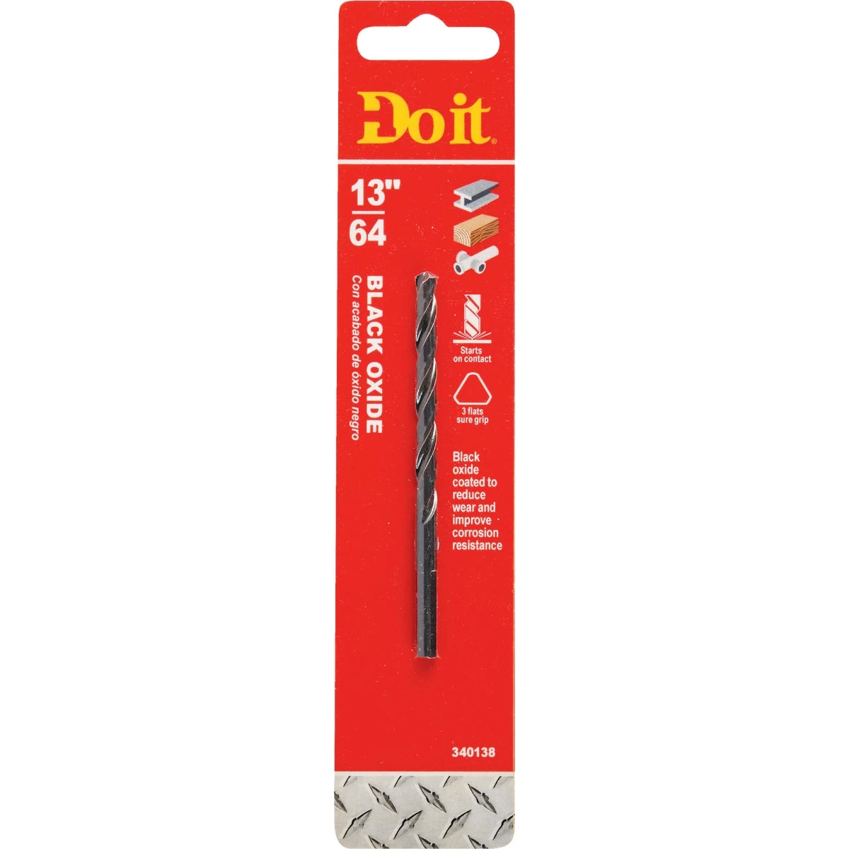 13/64 Inch Black Oxide Drill Bit - Precision Ground High-speed Steel