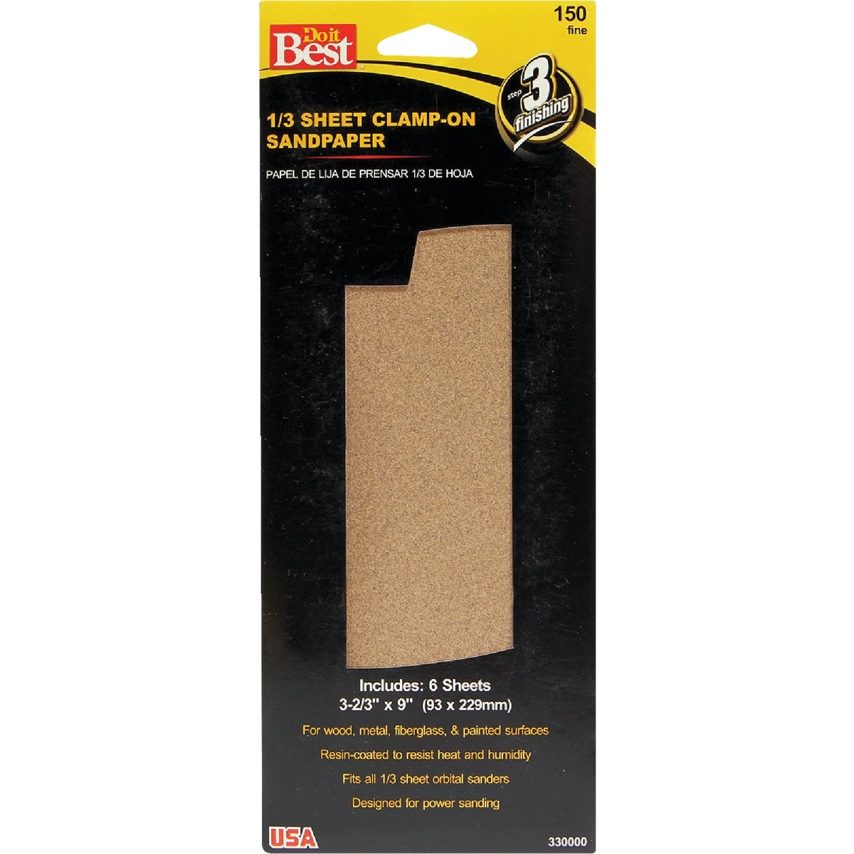 Aluminum Oxide 150c Grit 1/3 Sheet Power Sanding Sheet (6-pack)