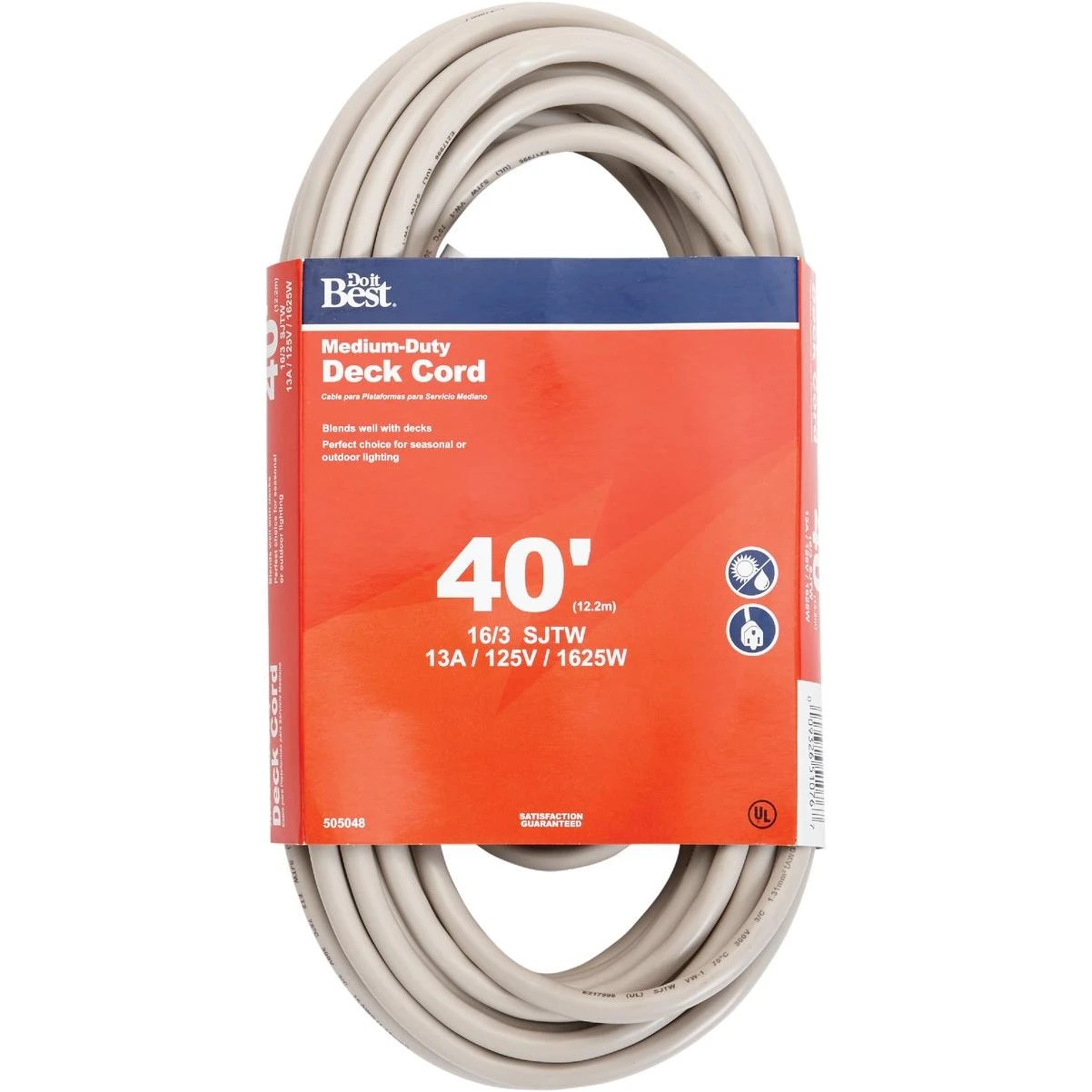 40 Ft. 16/3 Light-duty Tan Deck Extension Cord