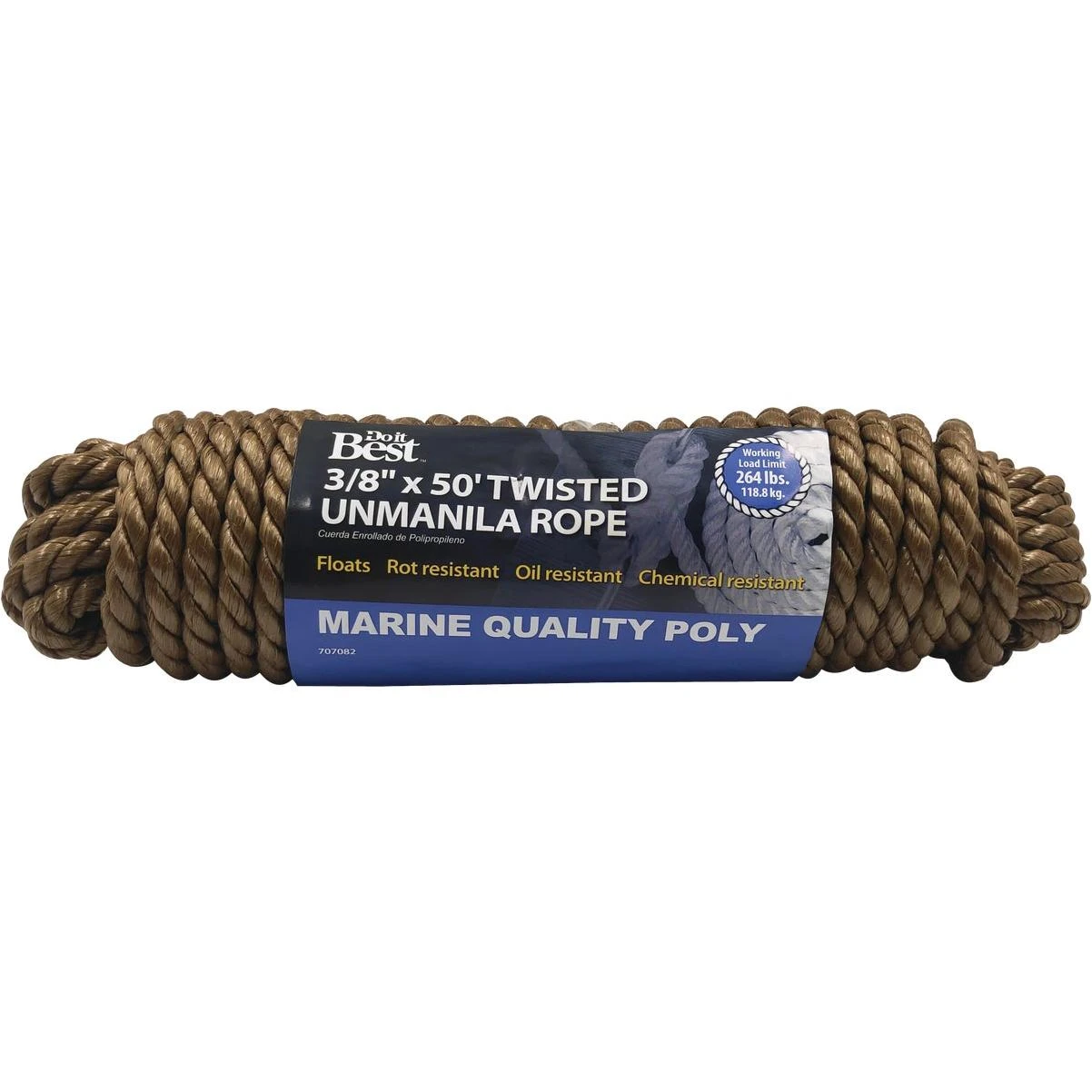 3/8 In. X 50 Ft. Natural Twisted Unmanila Polypropylene Packaged Rope