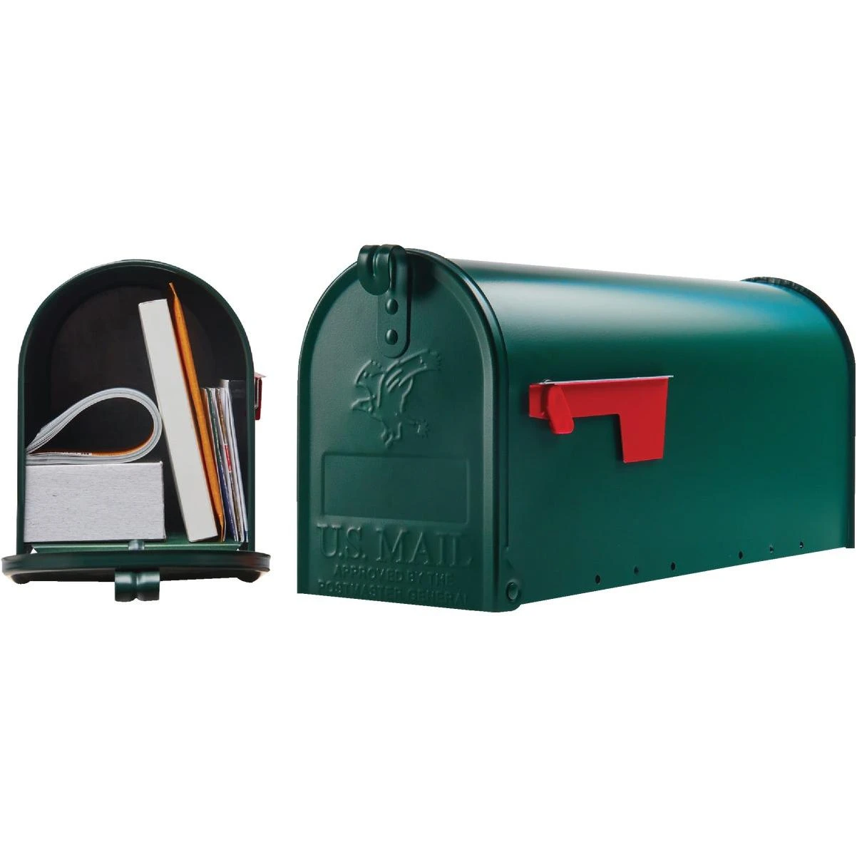 Elite T1 Green Steel Rural Post Mount Mailbox