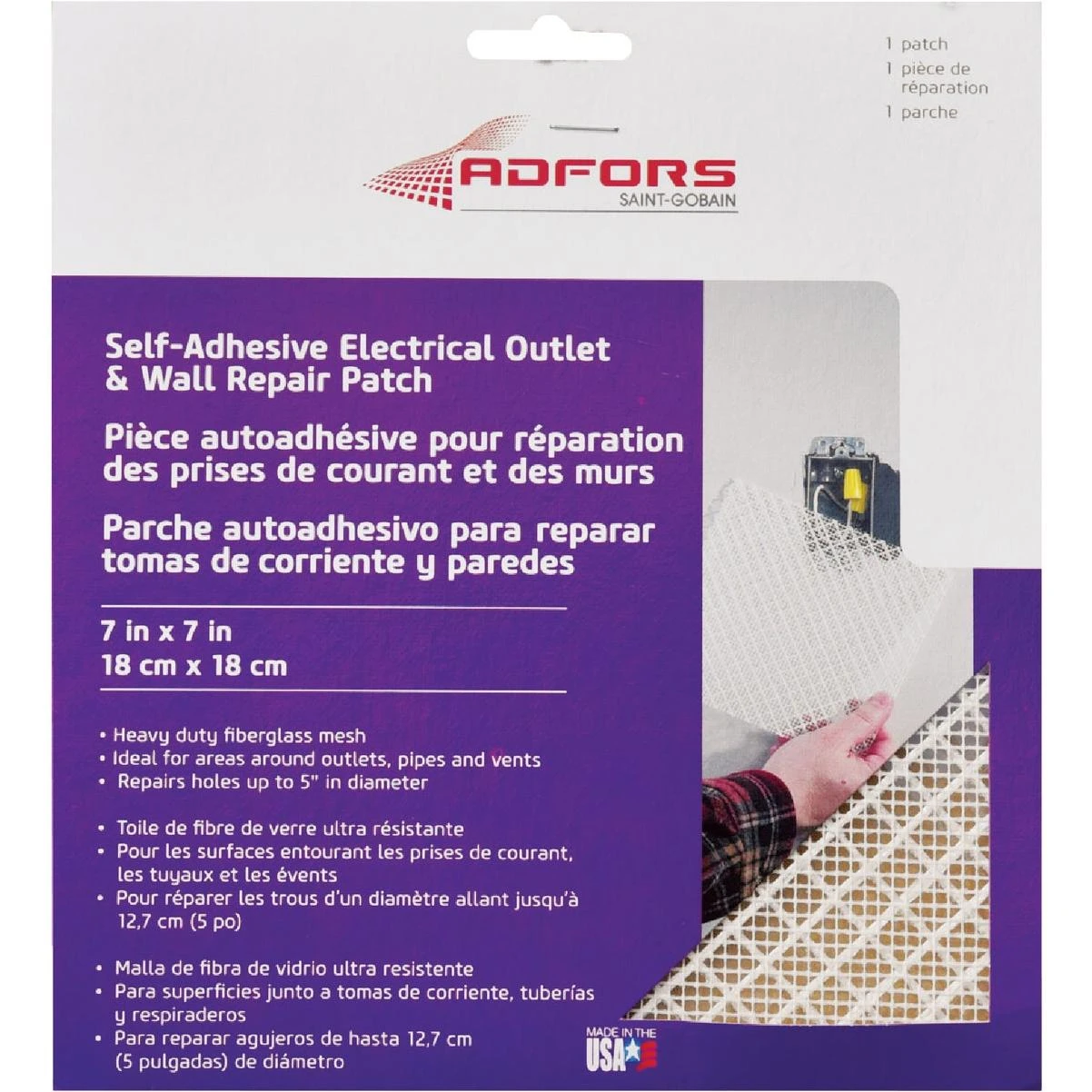 7 In. X 7 In. Electrical Outlet Self-adhesive Drywall Patch